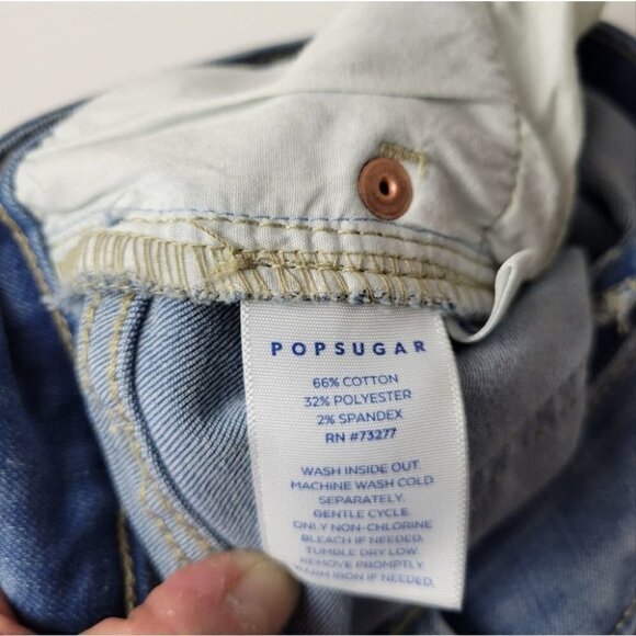 Popsugar Button Fly Ankle Jeans High Rise Raw Hem 6 - Picture 6 of 10